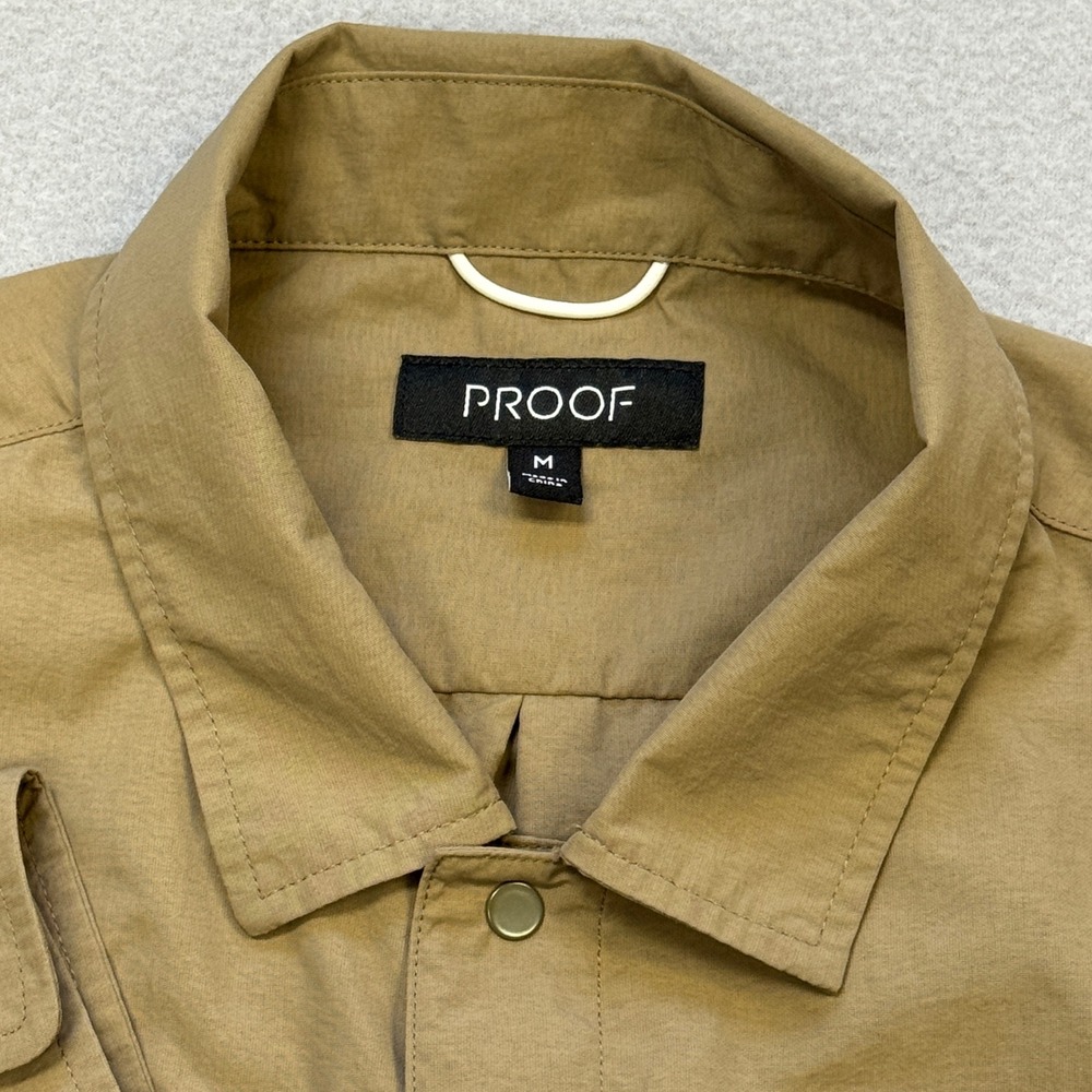 Proof Huckberry Field‎ Shirt Mens M Tan Nylon Snap Buttons Front Utility Hiking - Picture 3 of 10